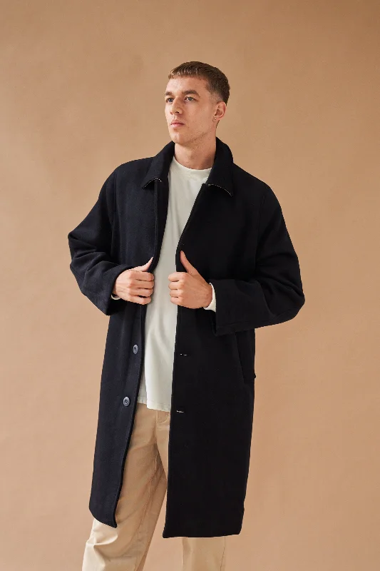 Parka Jacket-MAXWELL OVERSIZED WOOL TRENCH COAT - NAVY