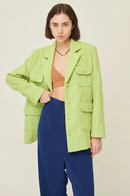 Suede Jacket-Anna Pocket Tweed Coat