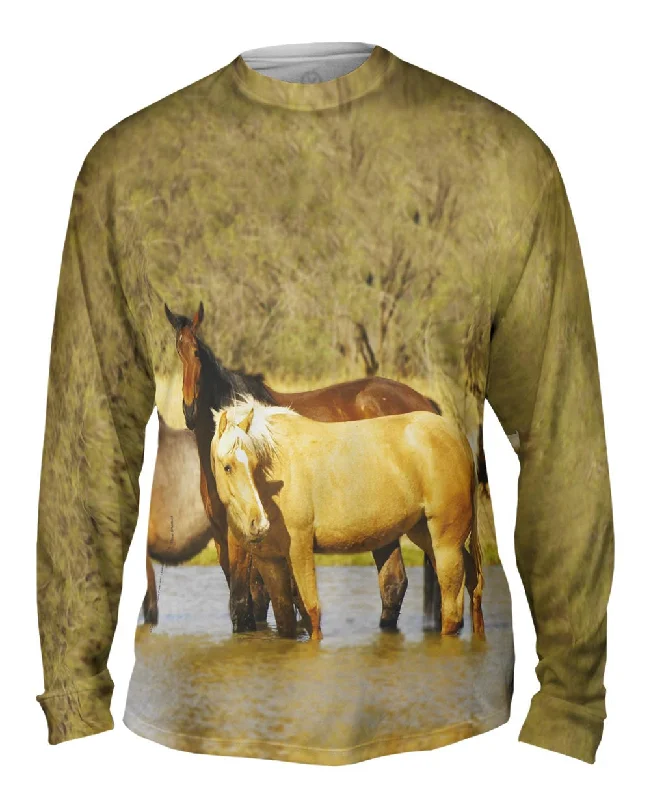 Cycling Long Sleeve-Horses At Stream