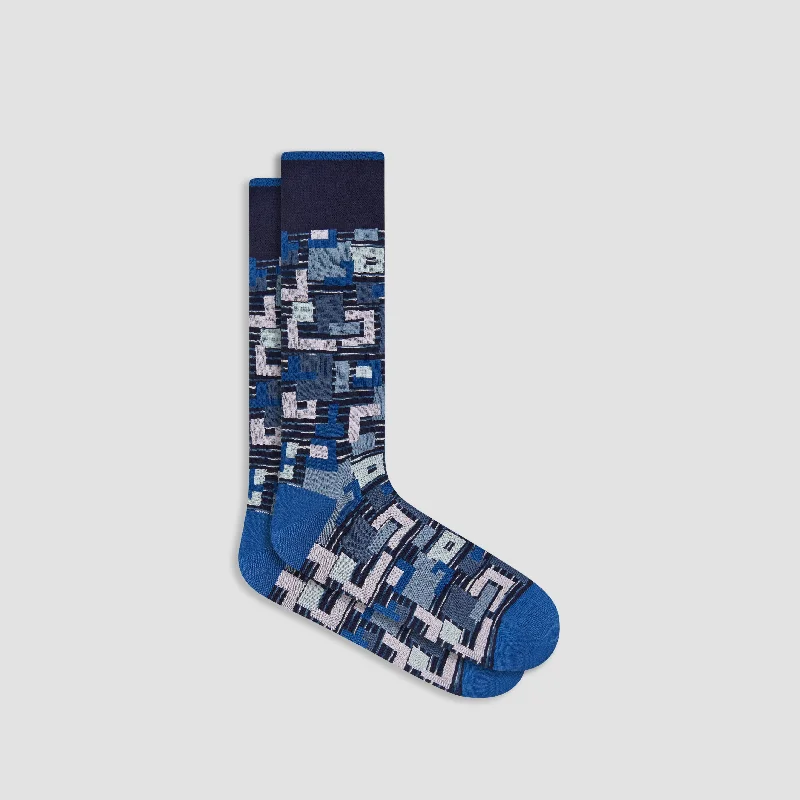 Running Crew Socks-Striped Abstract Mid-Calf Socks