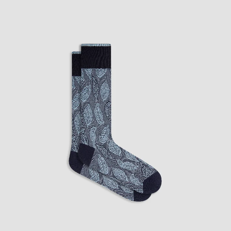 Slouch Socks-Leaf Pattern Mid-Calf Socks