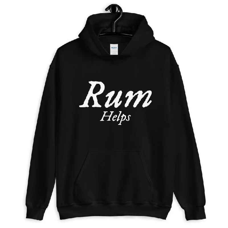 Short Sleeve Hoodie-"Rum Helps" Unisex Hoodie