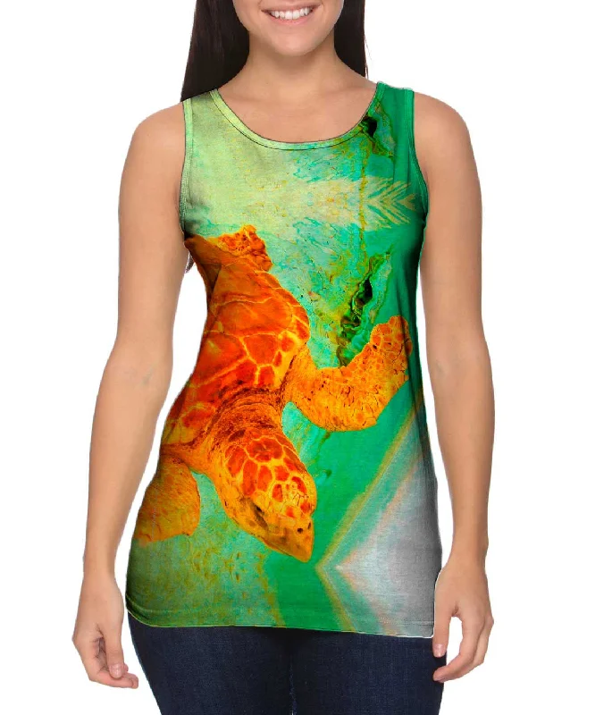 Reversible Tank-Adorable Orange Turtle Underwater