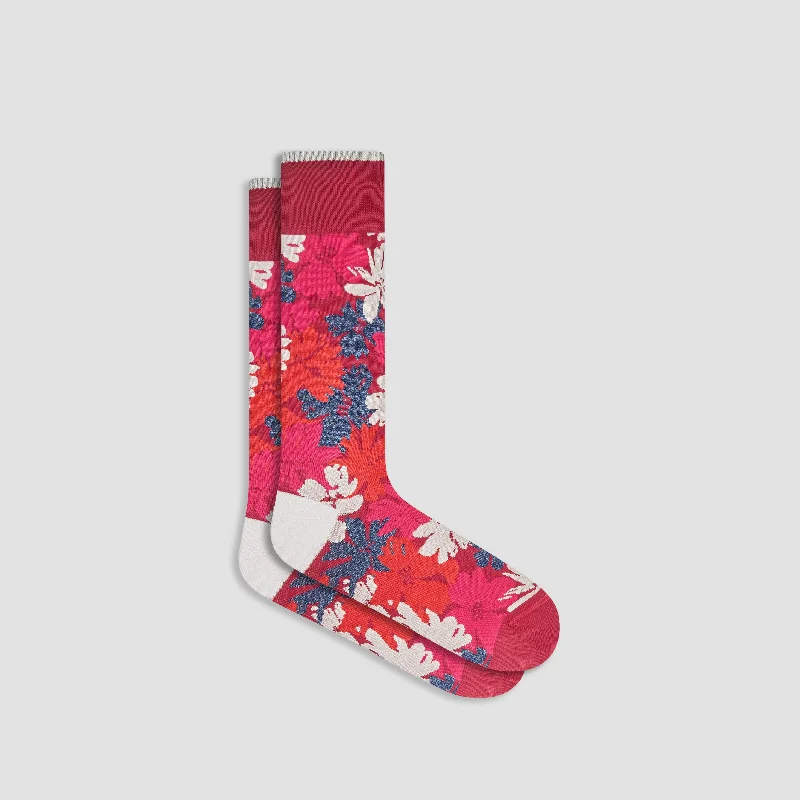 Running Compression Socks-Floral Mid-Calf Socks