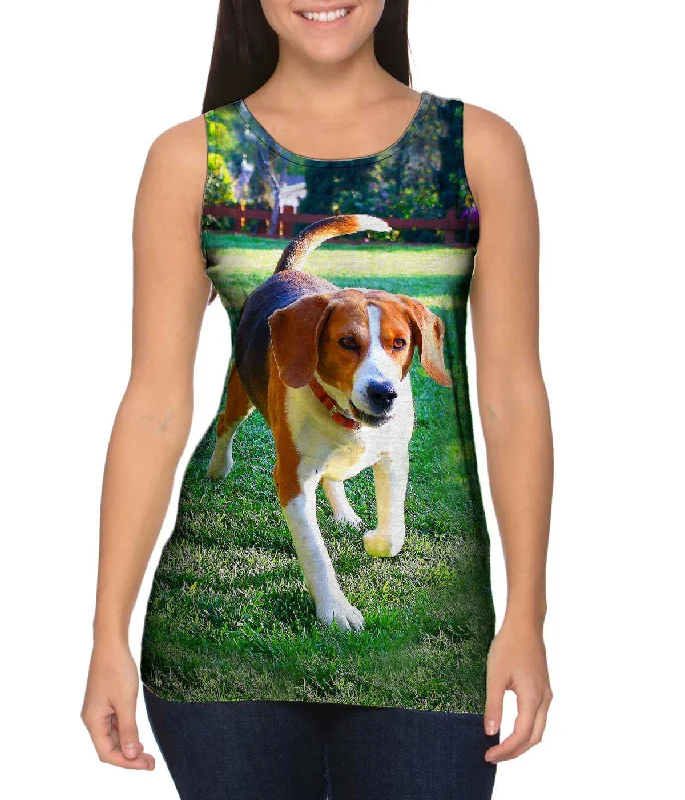 V-Neck Tank-Beagle In Action