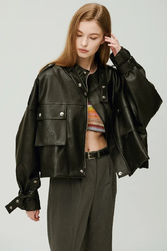 Winter Jacket-Naomi Oversized Pleather Jacket