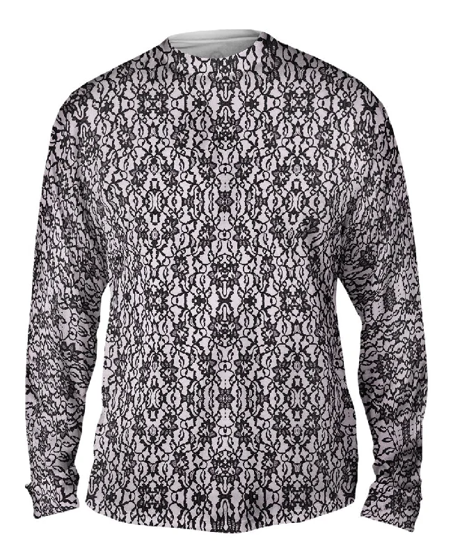 Pilates Long Sleeve-Lace Black Pink