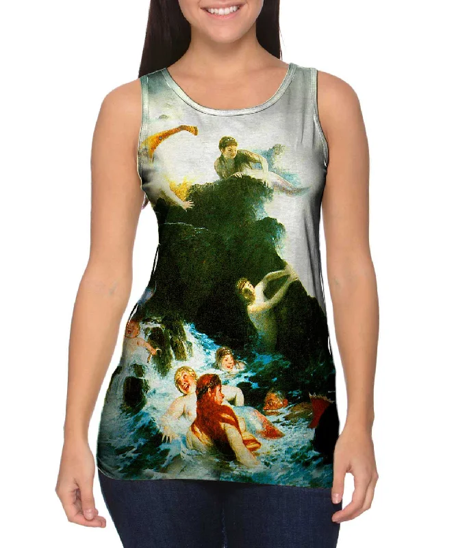 Patterned Tank-Arnold Bocklin - "Mermaids On The Rocks"