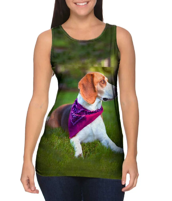 Loose Fit Tank-Beagle With Bandana