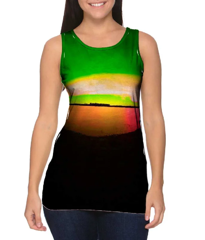 High Neck Tank-Aurora Borealis Sky Green