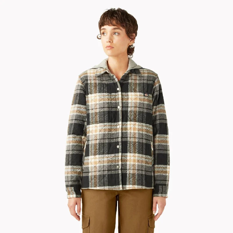 Office Jacket-Dickies Women's Hooded Flannel Shirt Jac