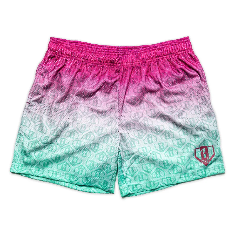 Zip Shorts-Gradient Shorts - Watermelon