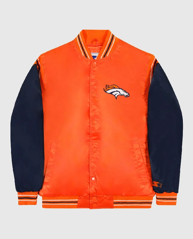 Down Jacket-Denver Broncos Varsity Satin Full-Snap Jacket