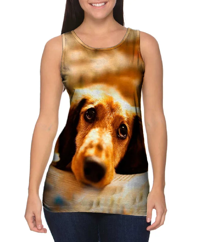 Layered Tank-Adorable Dachshund Puppy Dog Eyes