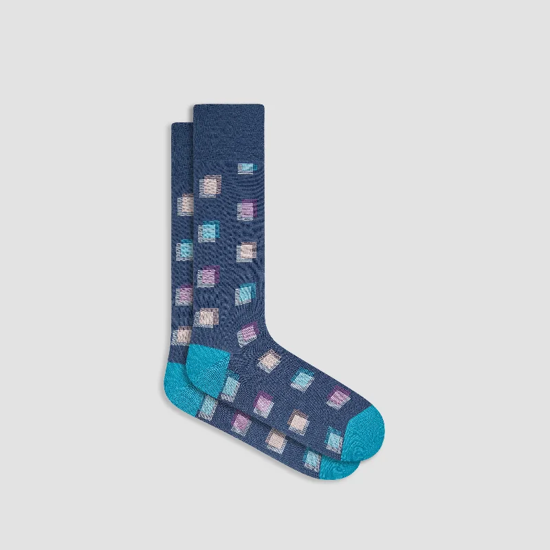 Merino Wool Socks-Geometric Mid-Calf Socks