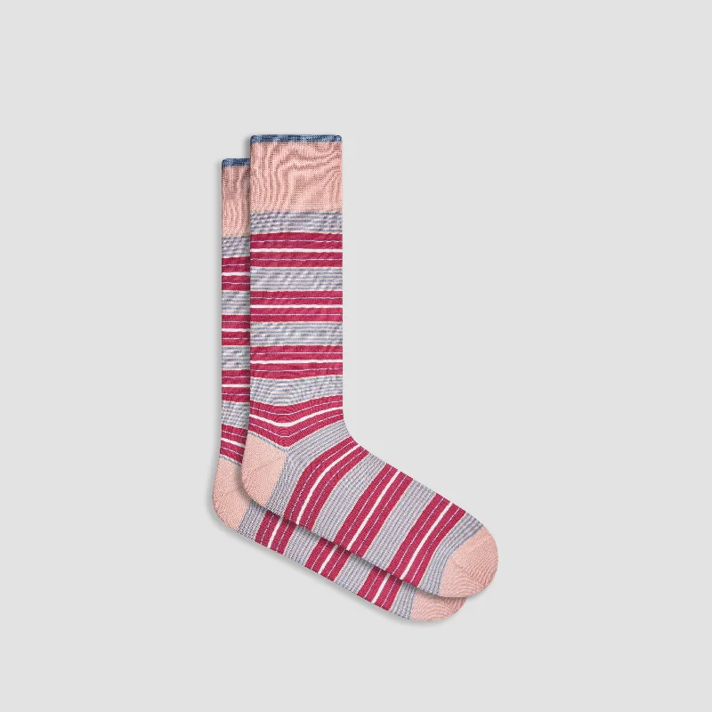 Anti-Odor Socks-Striped Mid-Calf Socks