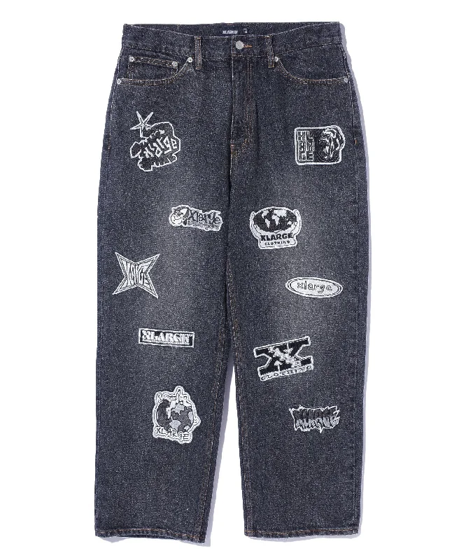 Summer Pants-PATCHED DENIM PANTS