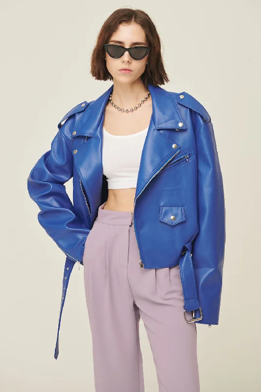 Varsity Jacket-Emma Pleather Rider Jacket