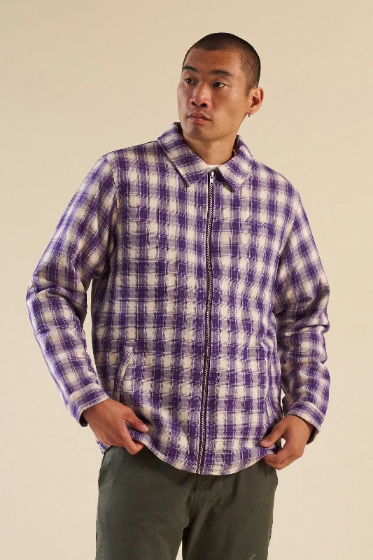 Racing Jacket-LAVENDER CHECK COACH JACKET