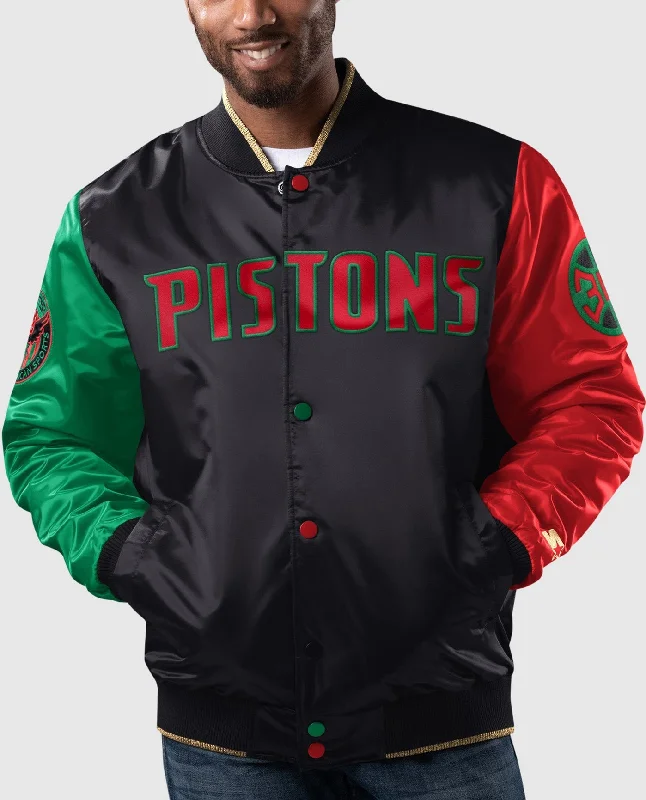 Logo Jacket-Ty Mopkins Black History Month Detroit Pistons Full-Snap Jacket