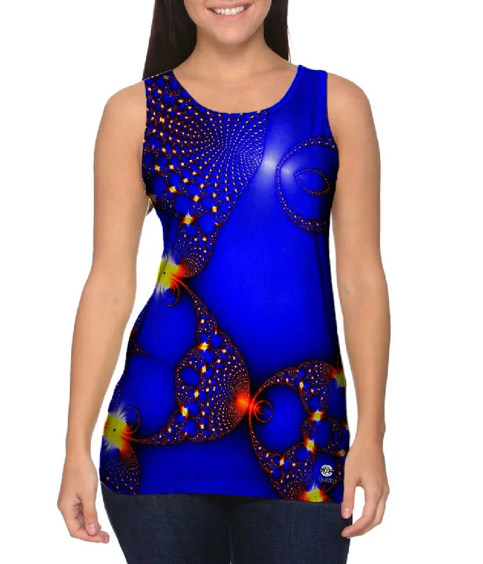 Knit Tank-Blue Fractal Web