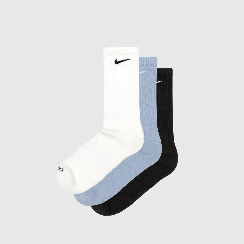 White Socks-EVERYDAY PLUS CUSHIONED CREW SOCK "BLACK/WHITE/PASTEL BLUE"