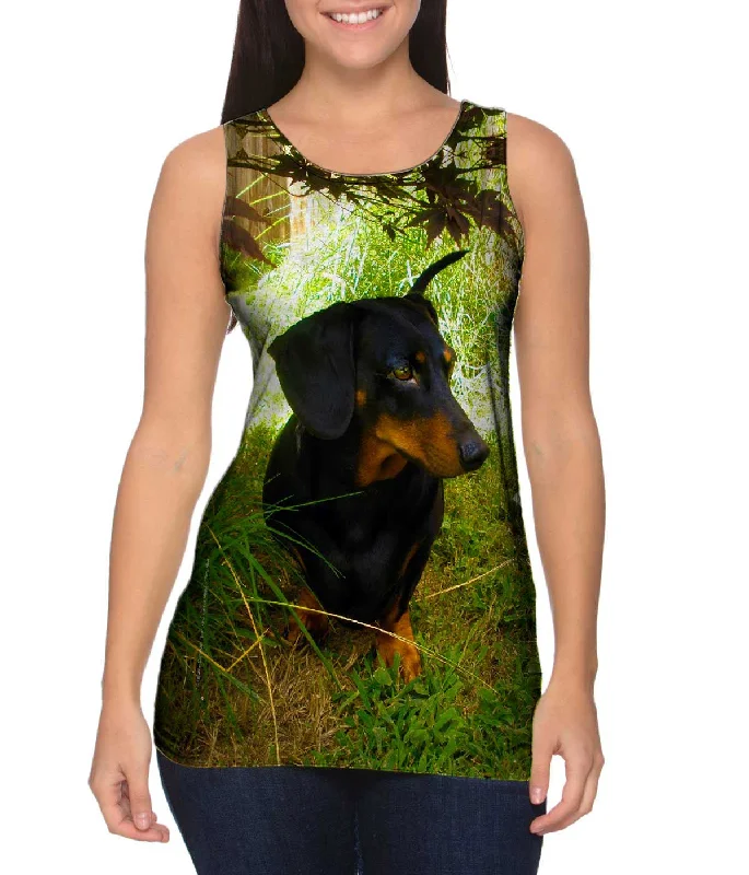 Colorblock Tank-Black Dachshund Backyard