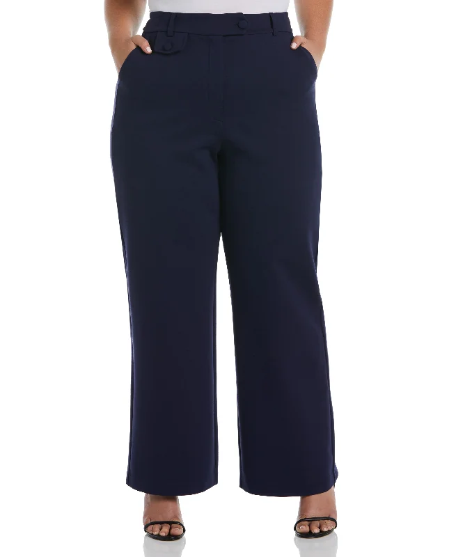 Skiing Pants-Plus Size Wide Leg Ponte Trouser