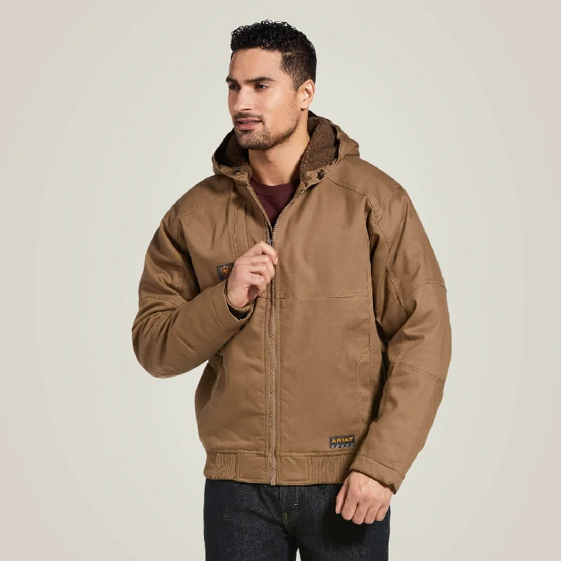 Parka Jacket-Ariat Men's DuraCanvas Sherpa Lined Hooded Jacket