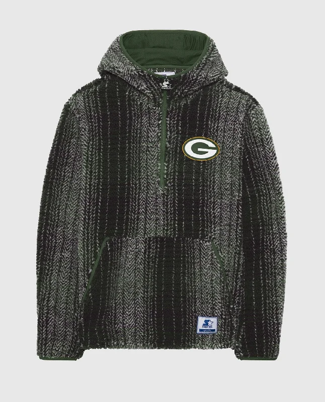 Hawaiian Jacket-Green Bay Packers Gus Plaid Sherpa Pullover Jacket