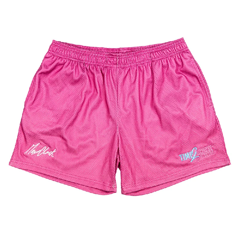 Leather Shorts-Max Clark Time 2 Shine Shorts - Pink