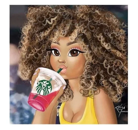 UV Protection T-Shirt-Girl drinking Starbucks