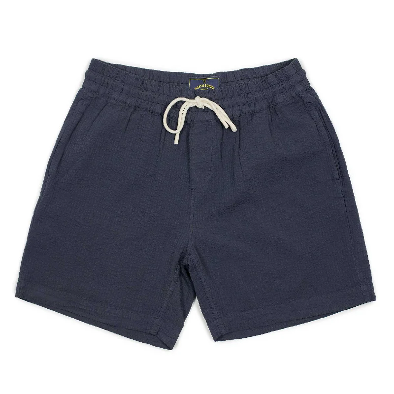 Hip Hop Shorts-Atlantico easy shorts in navy blue cotton seersucker (restock)