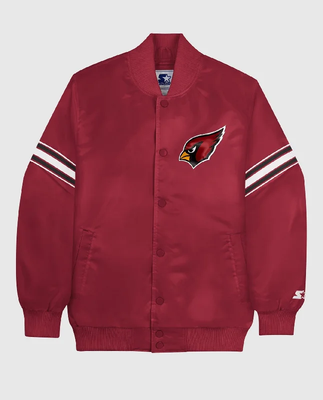 Pullover Jacket-Arizona Cardinals Varsity Satin Full-Snap Jacket