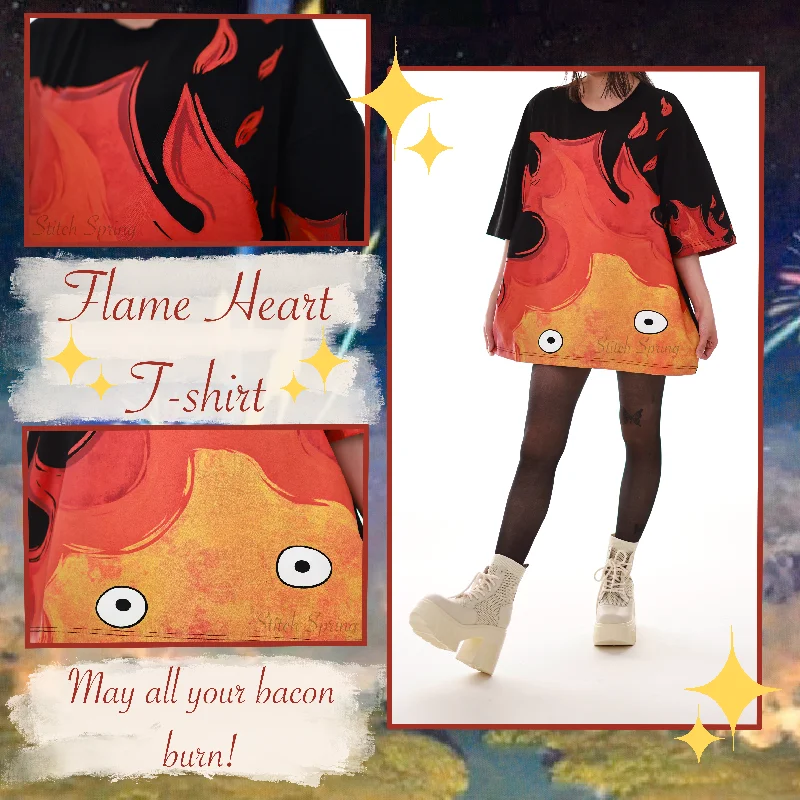 Zip-Up T-Shirt-Flame Heart T-Shirt Preorder