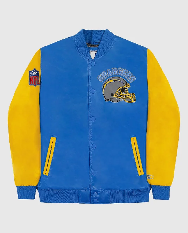 Fashion Jacket-Los Angeles Chargers Varsity Satin Full-Snap Jacket