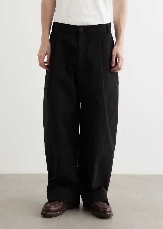 Work Pants-Sorte Deep Pleat Volume Pants