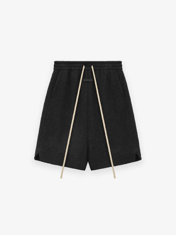 Homewear Shorts-Boiled Wool Relaxed Shorts