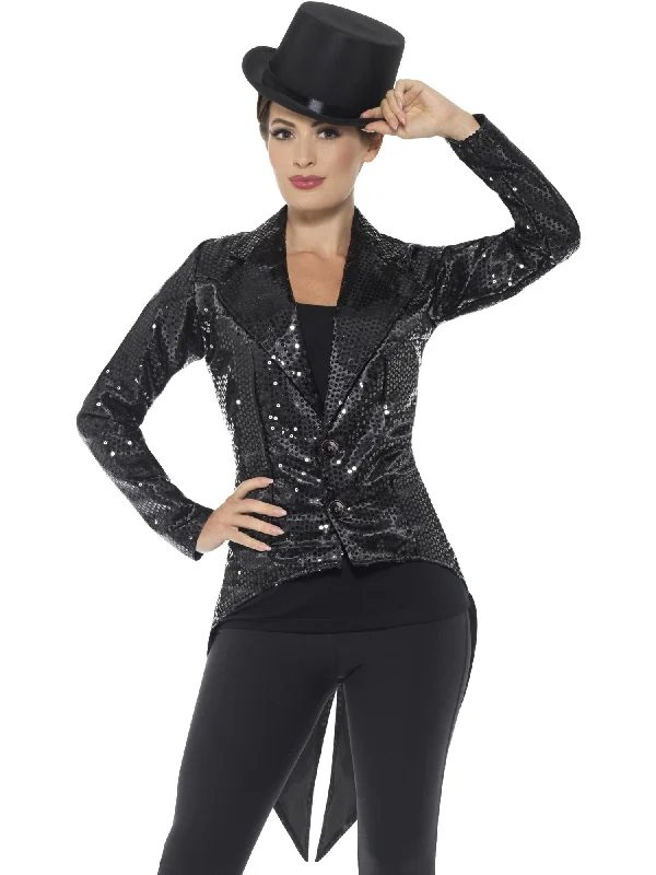 Snowboard Jacket-Sequin Tailcoat Jacket, Ladies, Black