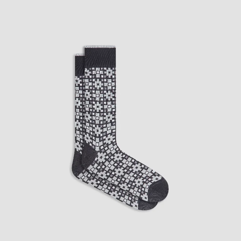 Wool Hiking Socks-Geometric Mid-Calf Socks