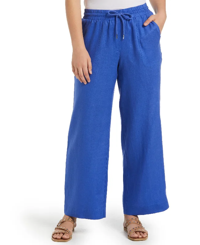 Athletic Pants-Modern Fit Wide Leg Linen Pant