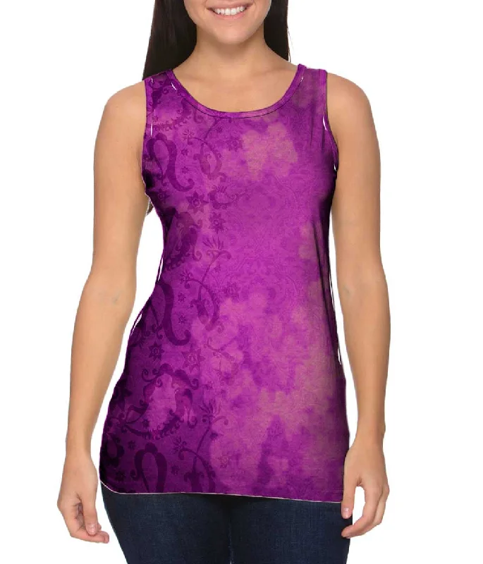 Embroidered Tank-Bindi Indian Pattern Purple