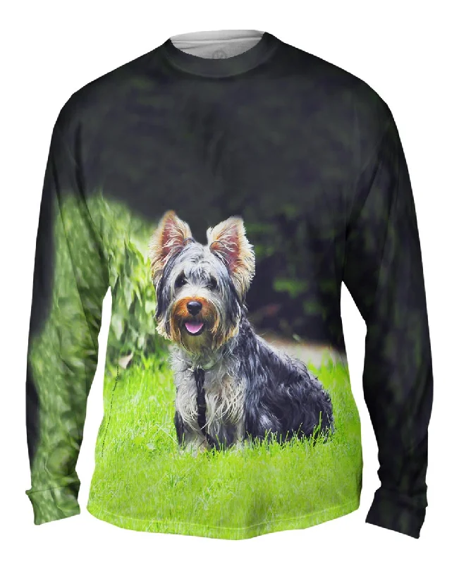 Camping Long Sleeve-Long Hair Yorkie Loves The Yard