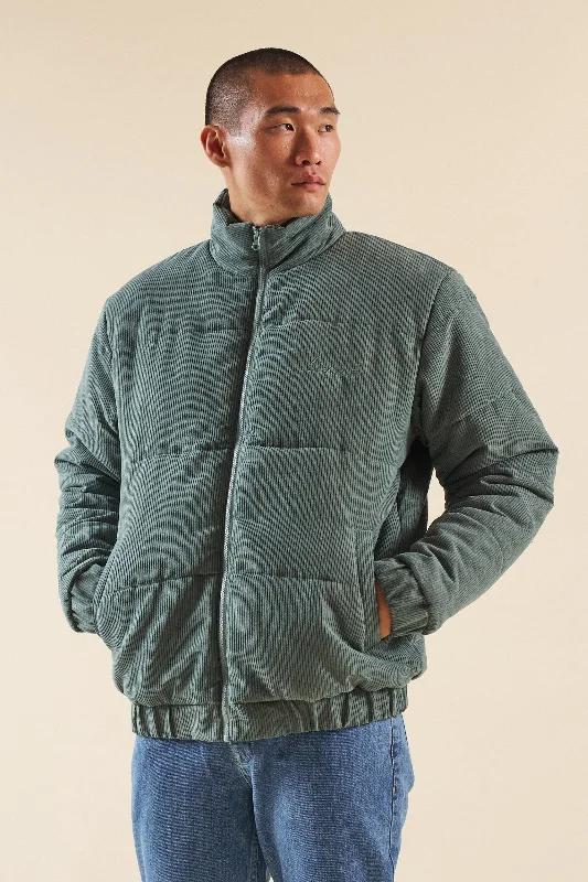 Heavyweight Jacket-DARK SAGE CORD PUFFER COAT