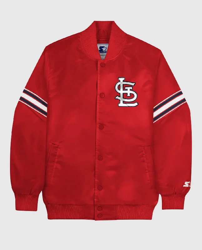 Button-Up Jacket-St. Louis Cardinals Varsity Satin Full-Snap Jacket