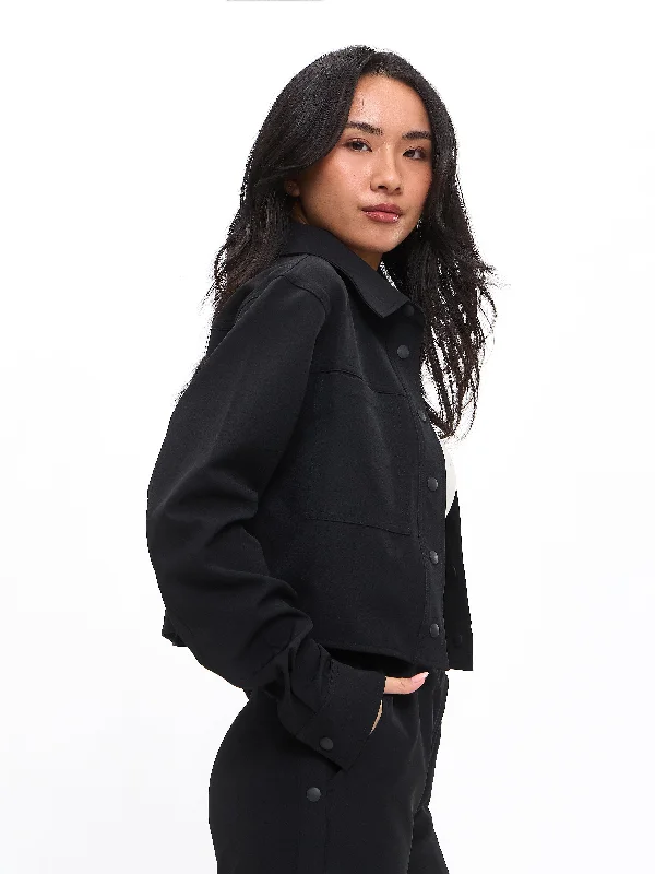 Layered Jacket-Snap Crop Jacket - Onyx Black