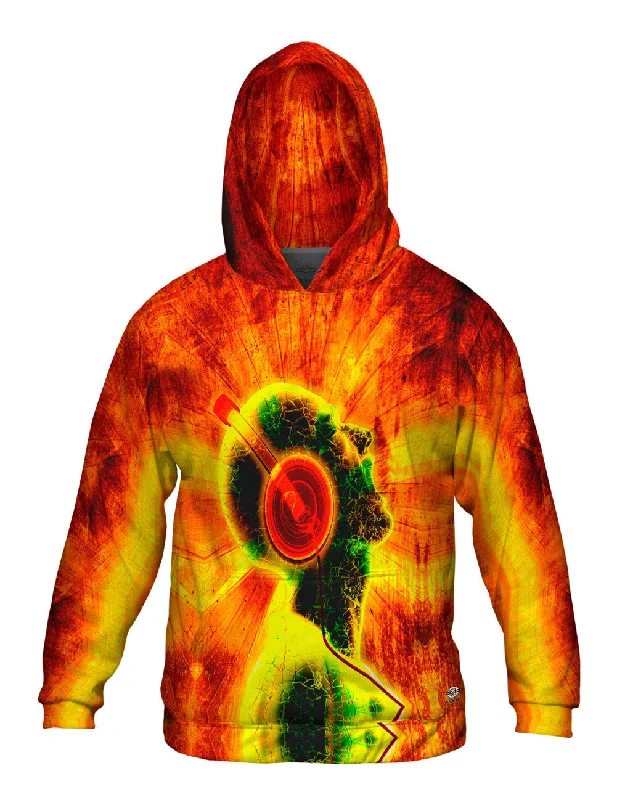 Gym Hoodie-Edm Blazing Music Orange