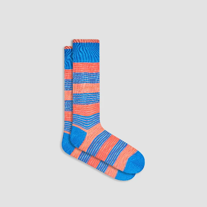 Anti-Odor Socks-Heather Striped Mid-Calf Socks