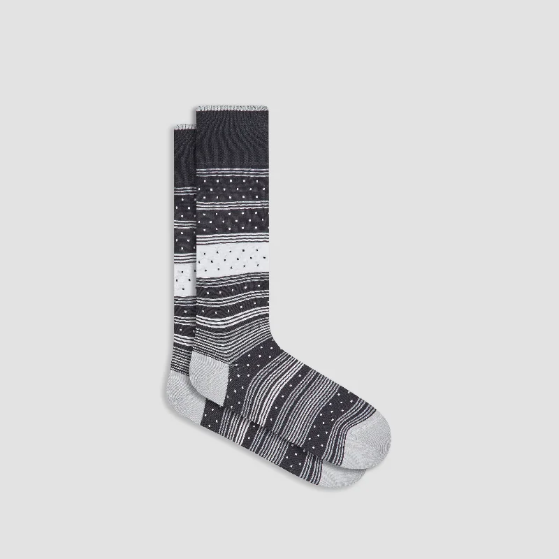 Moisture-Wicking Socks-Dotted Stripes Mid-Calf Socks