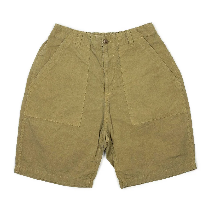 Punk Shorts-Patched fatigue shorts in beige cotton and hemp